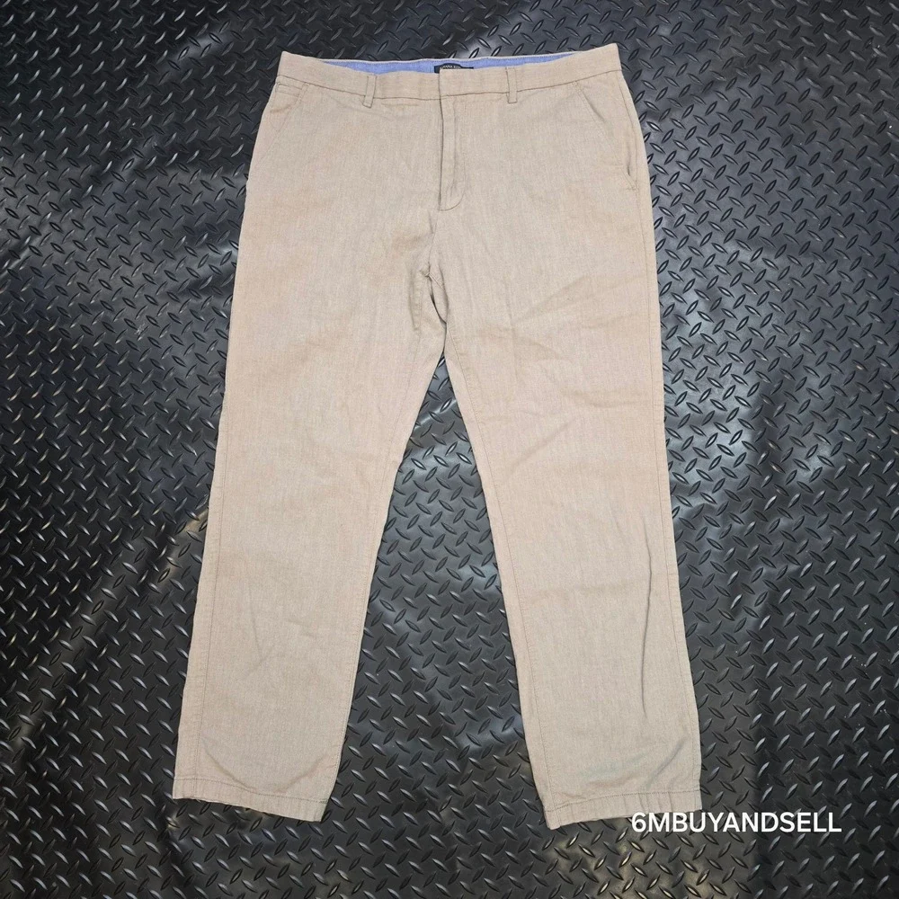 Banana Republic Kentfield Pant Mens 36x32 Tan Khaki Cotton Straight Chino 932384
